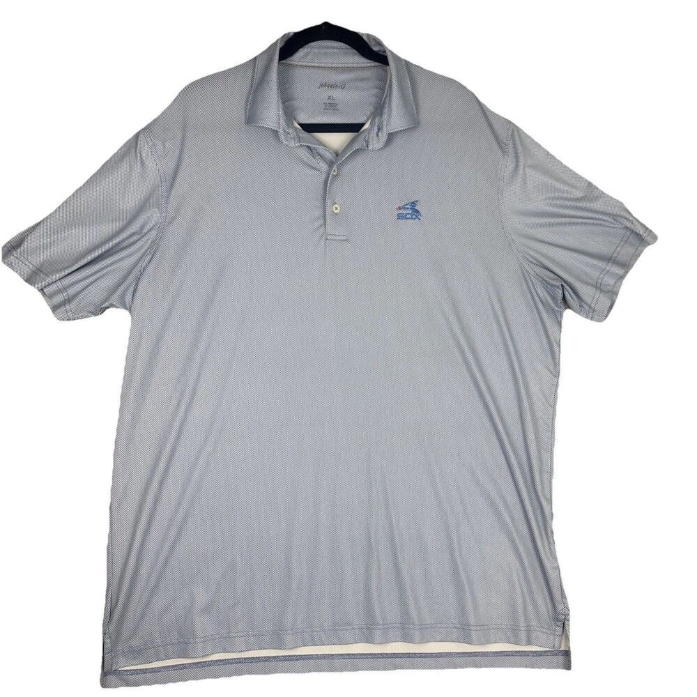 Johnnie O Chicago White Sox Shirt Mens Large Gray Striped MLB Baseball Polo